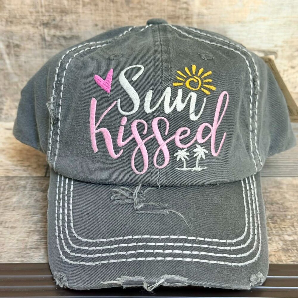 NWT KBETHOS Distressed Black Sun Kissed Baseball Cap adjustable closure